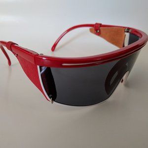 NWOT True Vintage Funky Wrap Sunglasses w/side leather multi-color frame